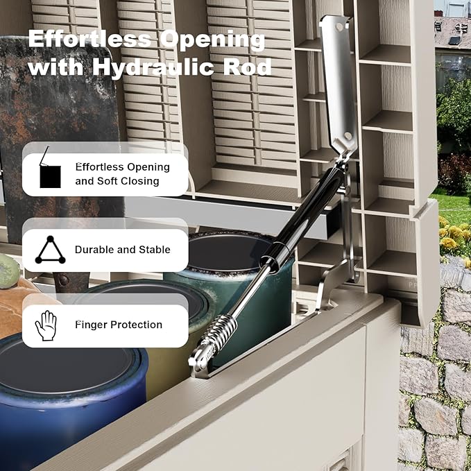 320 Gallon Outdoor Storage Box, Large Outdoor Deck Box,Waterproof & UV Resistant Resin Storage Box Lockable for Patio Cushions, Gardening Tools, Pool Accessories(Gray)