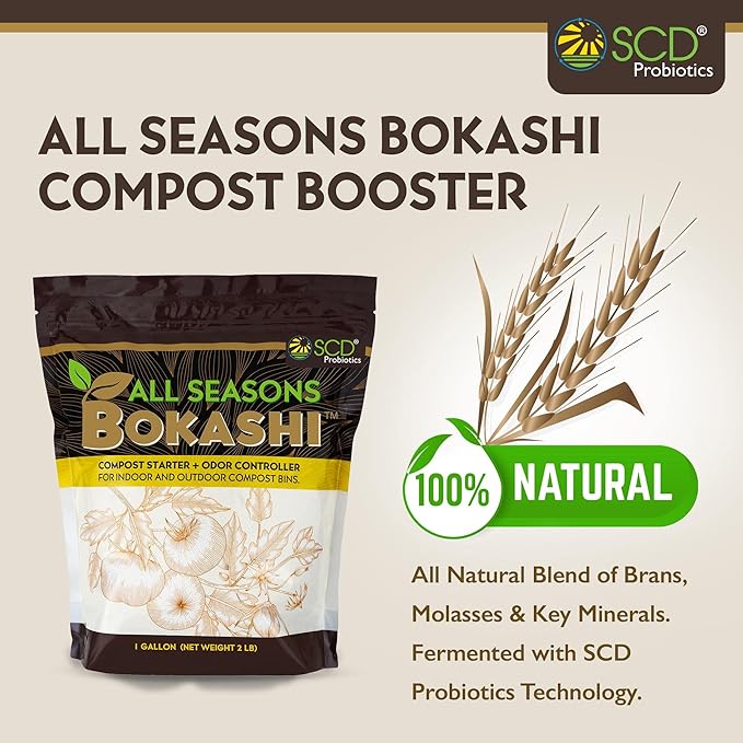 All Seasons Bokashi Compost Starter 2 lbs (1 Gallon) - Dry Bokashi Bran for Kitchen Compost Bin, Compost Food Pet Waste Quickly & Easily with Low Odor by SCD Probiotics