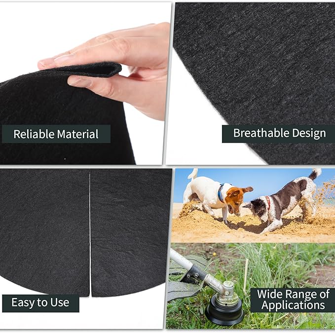 Macarrie 30 Pieces Weed Barrier Mats Non Woven Tree Mulch Ring Thickened Tree Protectors Mat Black Mulch Reusable Rings Landscaping Plant Cover Round Anti Grass Gardening Fabric Cover (16.5 Inch)