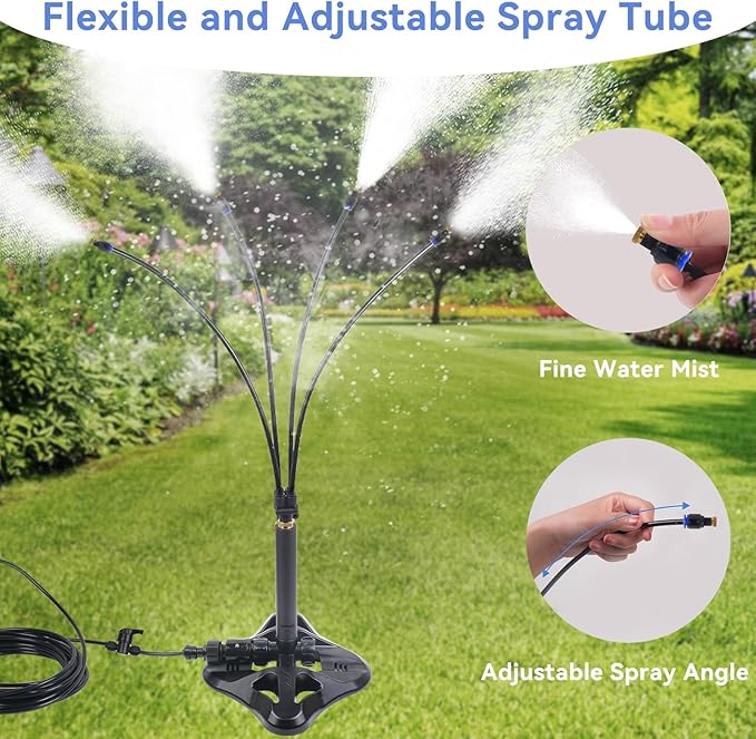 Standing Misters for Outside Patio, 2.6 FT Portable Stand Misting System for Cooling Outdoor, Upgraded Integrated Water Mister for Mist Playing, Patio Cooling, Backyard, Porch, Sprinkler