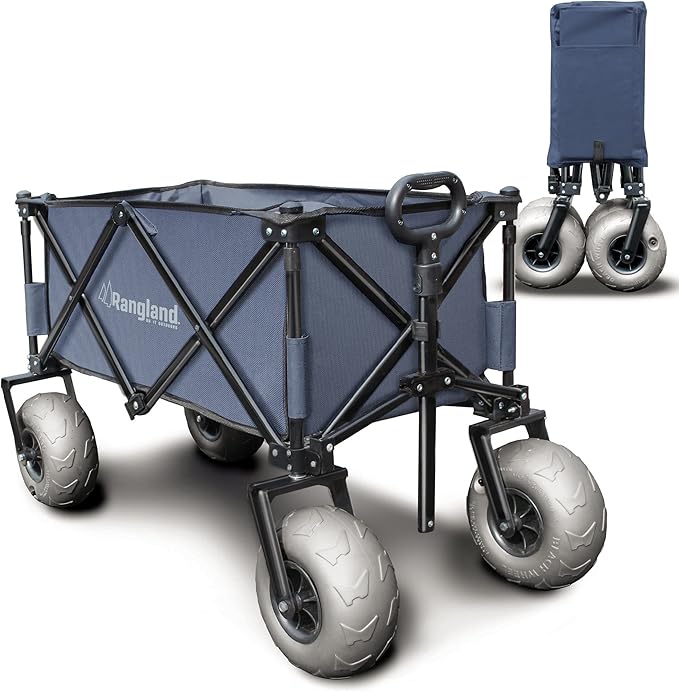 Beach Wagon with Big Wheels for Sand - All Terrain Steel Frame Utility Cart with 9" Pneumatic Tires, Collapsible Folding Design (Sand Warrior RX800)
