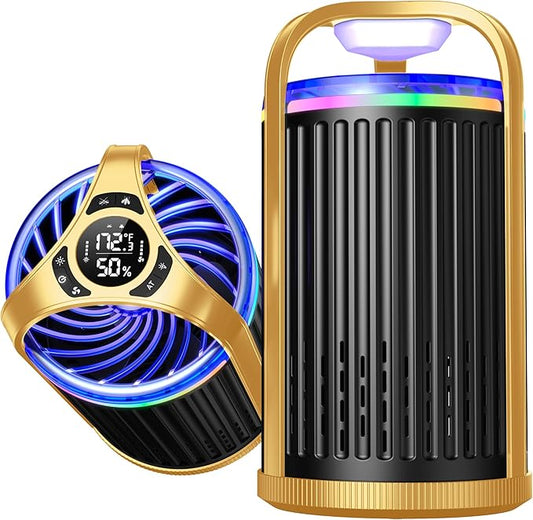 Fly Trap Indoor, CreateFun 2025 New Gnat Traps for House Indoor, Bug Light Trap Mosquitoes Fruit Fly Trap for Plants Bug Zapper with 10 PCS Refills - Gold & Black