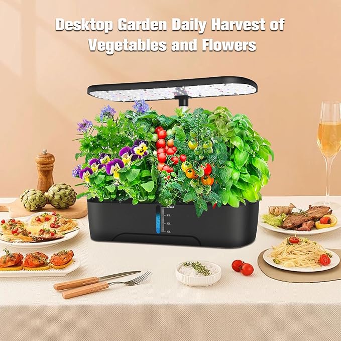 Hydroponics Growing System, Indoor Herb Garden, 12 Pods Hydroponics Growing System, Herb Garden Kit Indoor Gardening System with Grow Light, Automatic Timer, Height Adjustable, Home Kitchen Gift