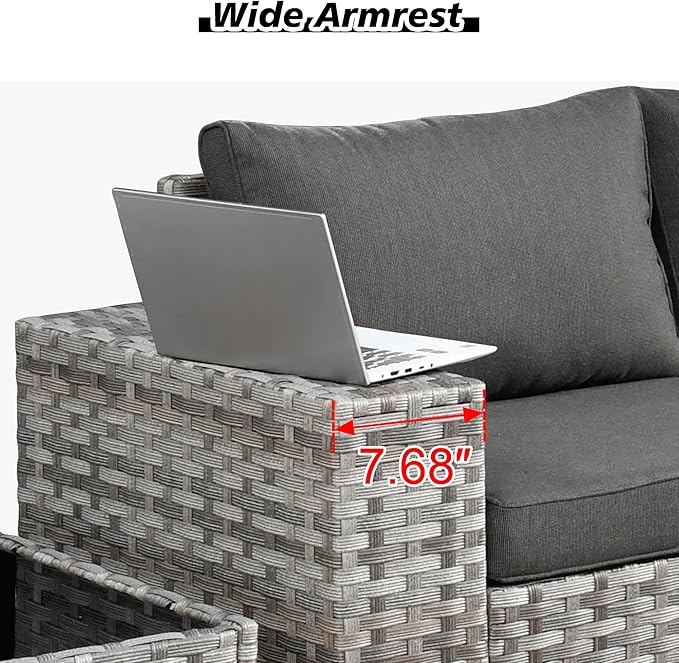 HOOOWOOO 12 Piece Modular Patio Outdoor Sectional Furniture Sofa Set,Wicker Conversation Set,Out Door Couch Set with Wide Arm for Outside All Weather(Black)