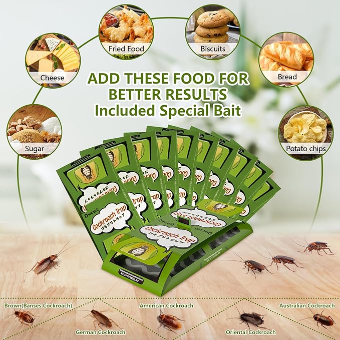 Upgrade 18 Pack Roach Traps Indoor, Sticky Traps for Cockroaches Indoor Home, Sticky Glue Cockroach Traps, Roach Killer Cockroach Trap for Cricket Ants Spiders