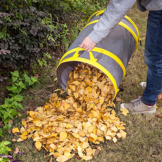 Jardineer Collapsible Trash Can for Camping Parties, Reusable Yard Waste Bags, Pop Up Garden Bag with a Drainage Hole(30 Gallon)