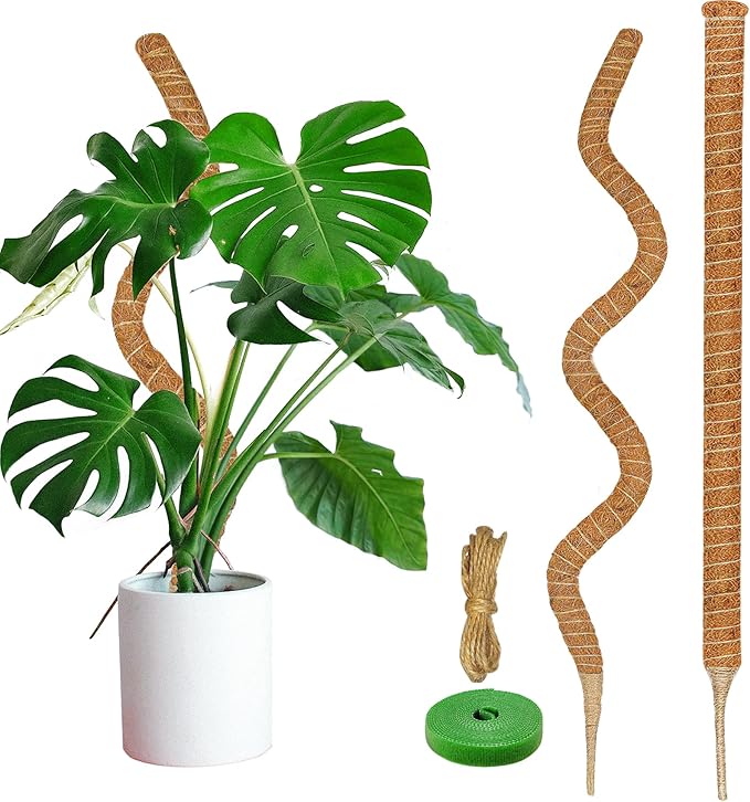 2 Pack Moss Pole, 63-Inch Moss Poles for Plants Monstera,Bendable Plant Support Stakes for Climbing Plants Indoor, Garden Trellis Plant Stick for Potted Plants, Pothos Philodendron
