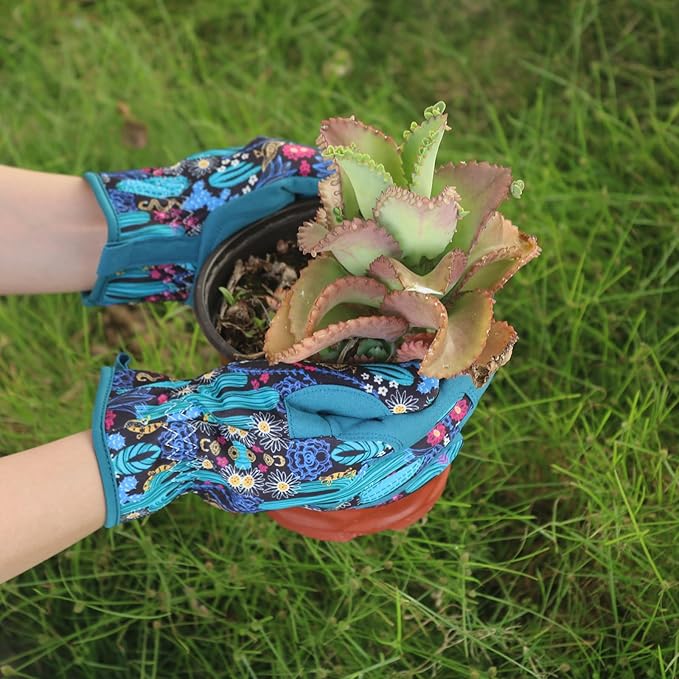 Gardening Gloves for Women, Printed Touchscreen Garden Gloves with Grip, Thorn-Proof Puncture-Resistant Work Gloves