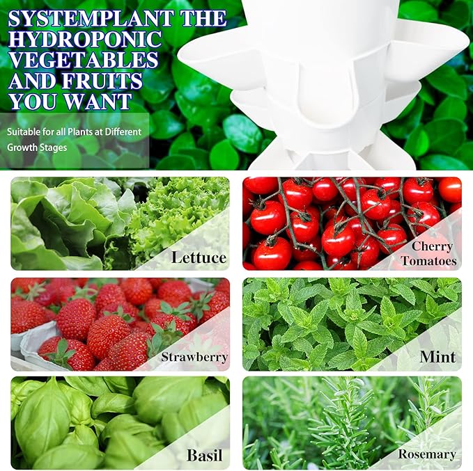 Hydroponics Growing System Kit,30-Plants Indoor Outdoor Vertical Garden System with Hydroponic Tower,Gardening Gift