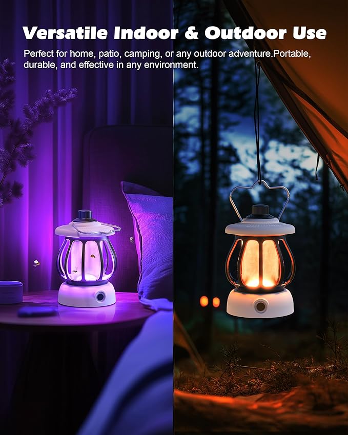 Flying Insect Trap(1Device + 10Refills), Fruit Fly Traps for Indoors & Outdoor Rechargeable, Quite Operation Fly Trap Smoke White