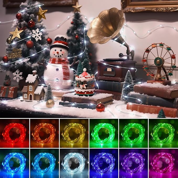 OMIKA Fairy Lights Plug in, 16 Color Changing, 40ft 120 LED Twinkle Lights with Remote Timer, 132 Modes Firefly Decorative Lighting for Bedroom Wedding Christmas Tree Halloween Décor