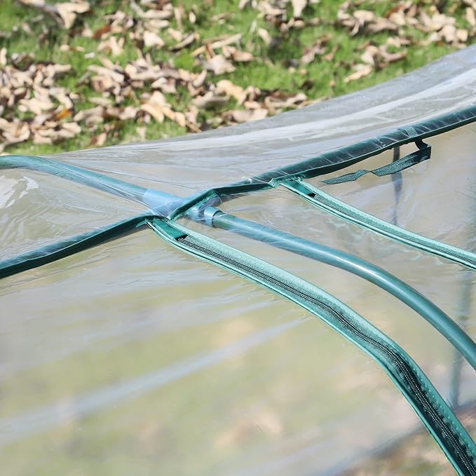Outsunny 11' x 3' x 2.5' Mini Greenhouse, Portable Tunnel Green House with Roll-Up Zippered Doors, UV Waterproof Cover, Steel Frame, Clear