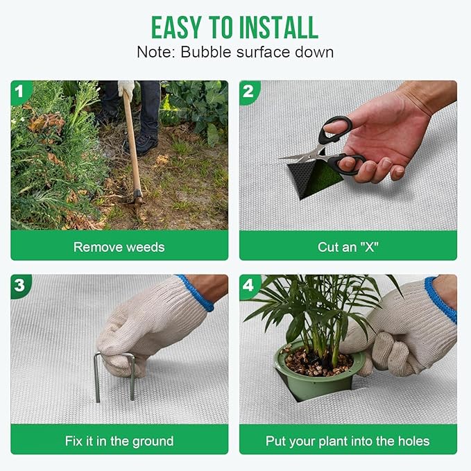 4x50ft Weed Barrier Fabric & Landscape Fabric,5.8oz Heavy-Duty Non-Woven Ground Cover, Easy Setup Weed Control Mat for Garden, Yard, Farm, Orchard, Fruit Trees