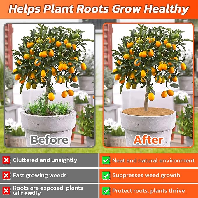 Legigo 4pcs Coconut Fiber Mulch Ring Tree Plant Protector Mat, 30 Inch Natural Coco Coir Tree Protection Ring Plant Pot Soil Cover, Tree Rings Disc Plant Cover for Indoor Outdoor Plants,Landscaping