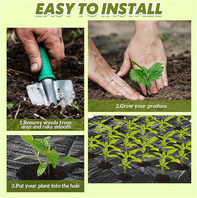 78 x 6.5 ft Garden Weed Barrier Landscape with Planting Holes Fabric Heavy Duty Weed Barrier Fabric Mat, Gardening Weed Cover Mat for Outdoor Garden Greenhouse Planting, Orchard