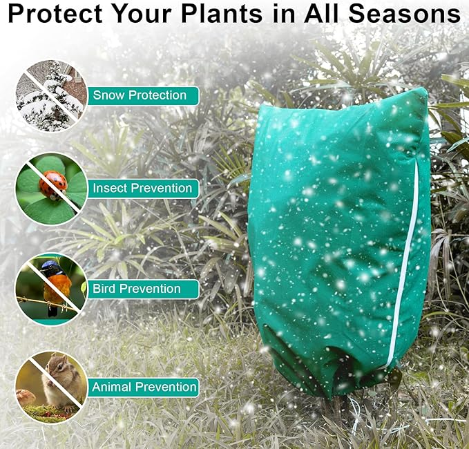 Insoma 2 Packs Plant Covers Freeze Protection 47.7" W X 71.7" H, Outdoor Plants Frost Protection Covers with Zipper & Drawstring, Frost Blankets for Tree, Shrub Potted Plants Cover in Winter