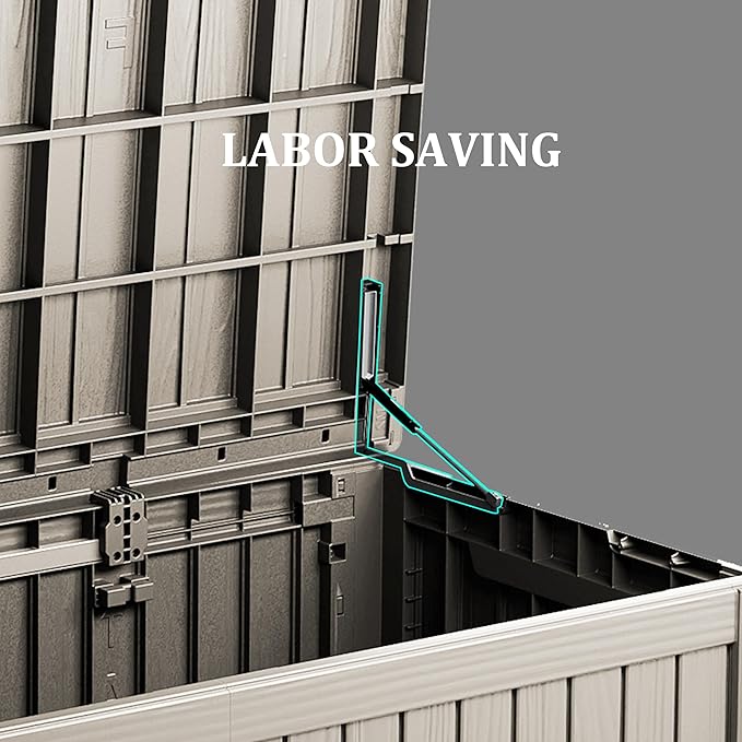 200 Gallon Waterproof Large Resin Deck Box Indoor/Outdoor Lockable Storage Container and Seating for Garden, Pool, and Patio (200 Gallon, Grey)