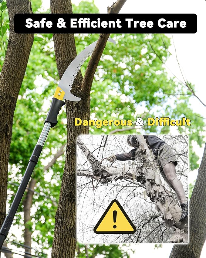 8.5FT Pole Saw with Adjustable Length for Tree Trimming, Lightweight Manual Pruning Saw with Mn Steel Blade, Long Extension Branch Cutter Pole Pruner for Yard, Garden, Patio and Forestry Use