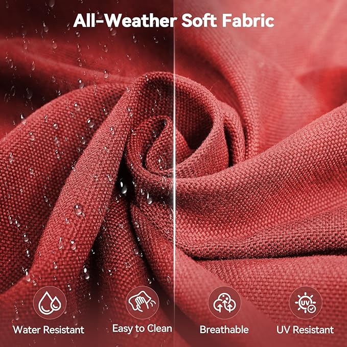 Luxury 6" Outdoor Cushions for Patio Furniture, 24x24x6 Thick Seat Cushion Set of 9, Fade Resistant Couch Chair Replacement Cushions High Density Deep Wicker Chair Cushion w/Removable Cover, Red