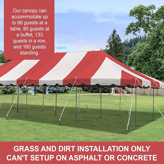 Party Tents Direct 20'x 40' Weekender Canopy Pole Tent with Sidewalls - Easy Up Canopy Tent with 160 Person Capacity - Outdoor Canopies for Parties, Weddings, and Events (Red/White)