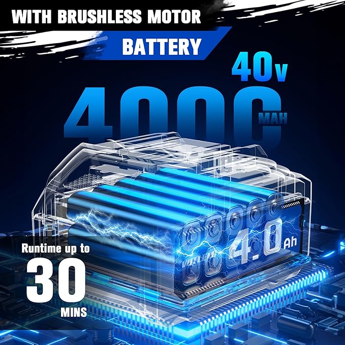 40V 13 inch Cordless Snow Blower, 4.0Ah Snow Blower Battery Powered with Directional Plate, Brushless Electric Snow Shovel for Pathway, Patio, Deck, Driveway, Blue