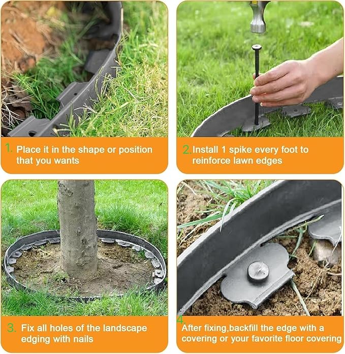 Garden Edging,33ft Landscape Edging Borders Garden Border Edging【4 INCH Hight】 Flexible Lawn Edging Include 30 Stakes,Paver Edging for Yard, Lawn, Gardens(Grey)