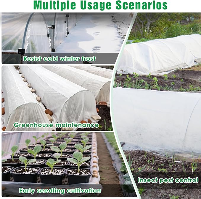 10 FT x 66 FT Plant Covers for Frost & Sun Protection, Thick 1.2 oz/yd² Frost Cloths Blankets to Extreme Low -4 °F Temperatures, Reusable Floating Row Covers for Outdoor Garden Vegetables Seedlings