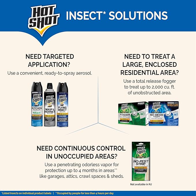 Hot Shot Pest Control Fogger, Kills Roaches, Ants, Spiders & Other Insects On Contact, Controls Heavy Infestations Indoorsy, 6-pack - 18-count