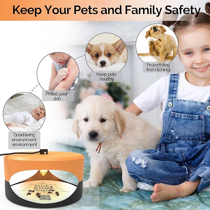 ASPECTEK Sticky Dome Flea Trap, Odorless Glue Trap with 2 Sticky Discs, Effective Bed Bug Killer and Flea and Tick Treatment, Indoor Insect Trap for Bugs, 1 Pack in Orange and Dark Gray