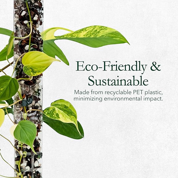 V3 Small GrowPole - Front Opening, Stackable Plastic Moss Poles for Climbing Plants, Monstera Plant Support-Plant Climbing Pole, DIY Plant Support, Works for Philodendron & Anthuriums - 10 Pcs