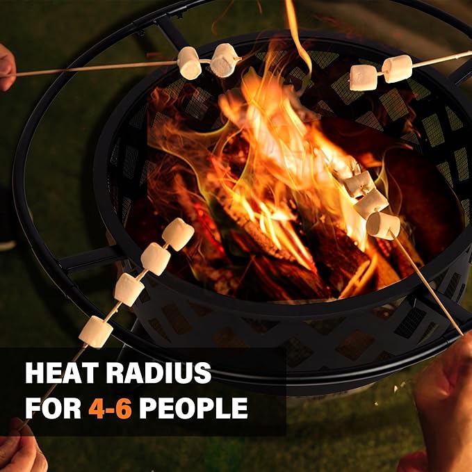 Red Mountain Valley 30'' Outdoor Wood Burning Fire Pit, 2-in-1 Large Round Fire Pit for Outside, Outdoor Fireplaces with Spark Screen, Fire Poker, Cover, Ideal for Patio, Backyard, Camping, Picnic