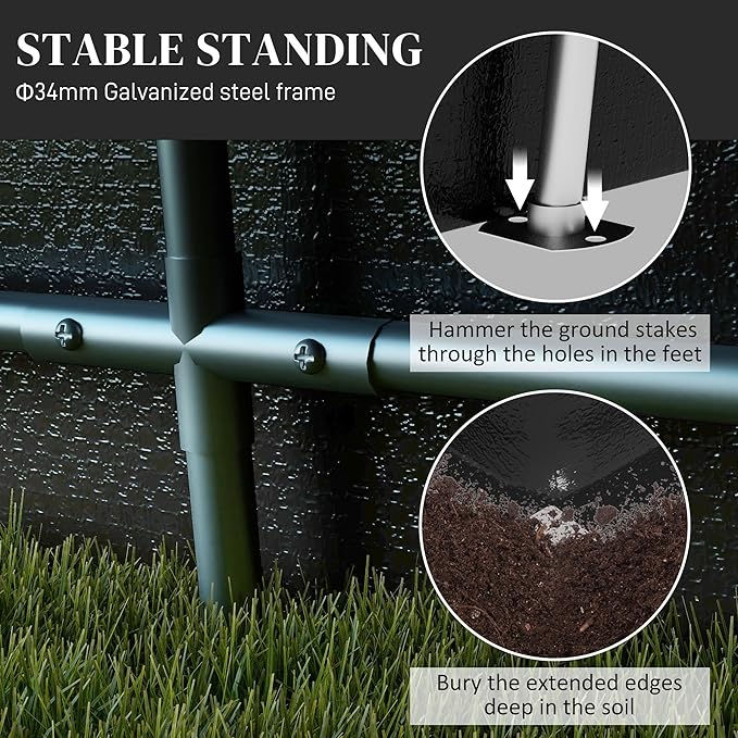 Outsunny 12' x 20' Heavy Duty Carport, Portable Garage Canopy Tent with 2 Ventilation Windows and Large Door, for Car, Truck, Boat, Motorcycle, Bike, Garden Tools, Black