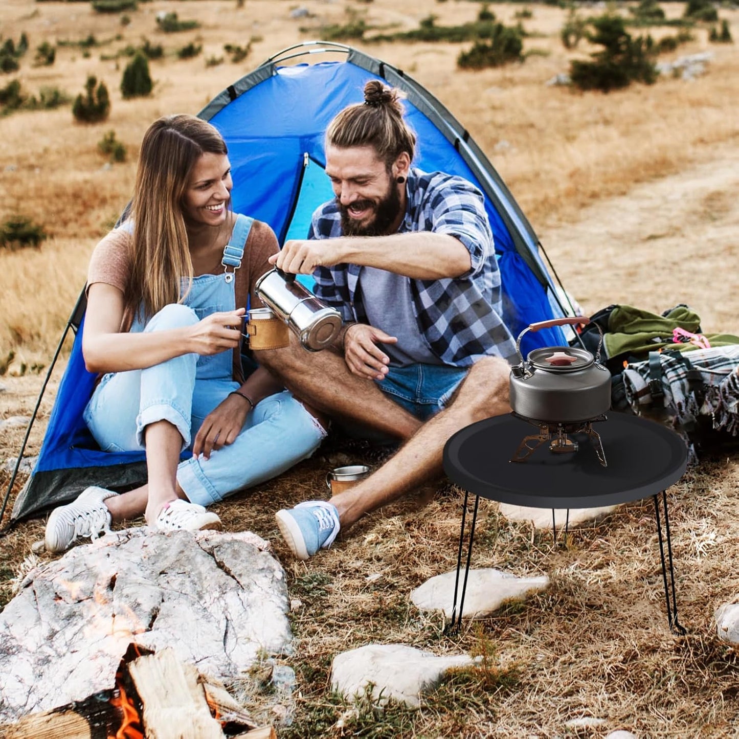 Home or Outdoor Multi-Functional Folding Portable Space-Saving Table (Black)