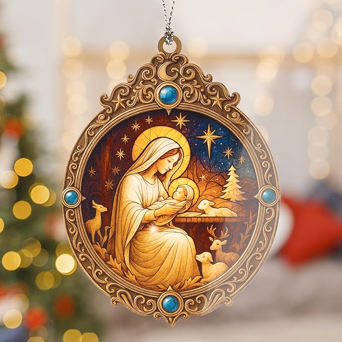 Mary Ornament - Nativity scene - Nativity ornaments - Christmas ornament 2025 - Regilious gifts - Car Mirror Hanging - Christian Christmas ornaments - Easter Decor, Xmas Decor - car hanging