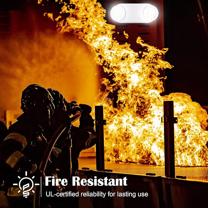 GRUENLICH LED Emergency Light with Battery Backup, 2 Adjustable Bug Eye Heads Lights, US Standard, AC 120-277V, Hardwired Commercial Emergency Exit Light for Business, 4-Pack