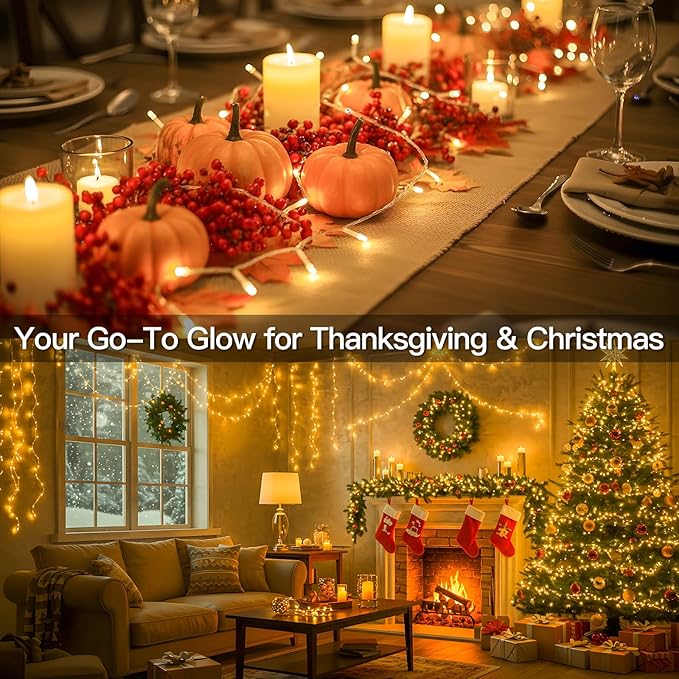 suddus Indoor String Lights with Remote, Warm White Christmas Lights Plug in with Timer, 33ft 100 LED Twinkle Fairy Lights for Bedroom Xmas Tree Wreath Patio Garden Party Outdoor Decorations