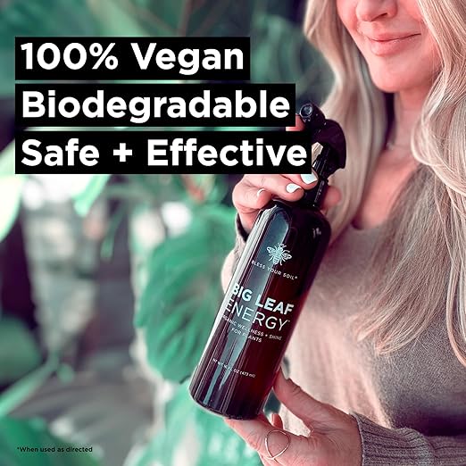 Big Leaf Energy (16 FL OZ) Organic Neem Oil Spray for Plants + Essential Oils : Ready to Use Plant Wash for Indoor Houseplants & Outdoor Gardens, Natural Leaf Shine