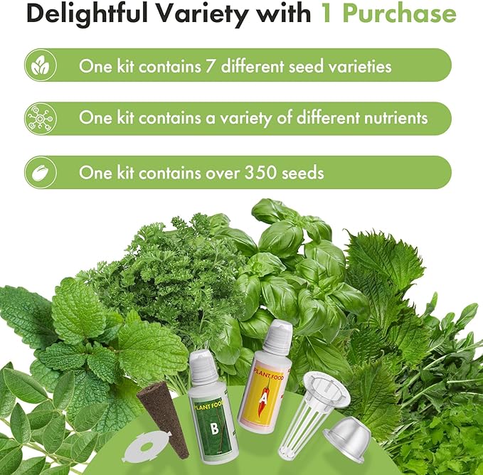 LYKOCLEAN Gourmet Herb Seeds Pod Kit for AeroGarden, idoo, Ahopegarden, MUFGA Hydroponics Garden, 350+ Seeds, Include Cilantro, Basil, Parsley, Mint, Liquorice(18-Pods)