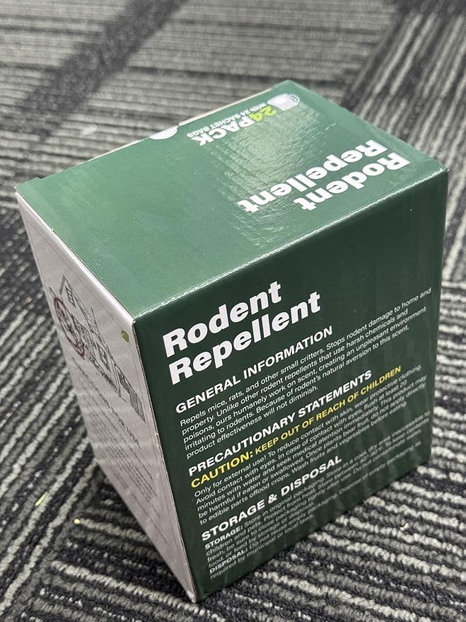 24 Pack Peppermint Mouse Repellent, Effective Against Mice, Rats and Pests, Safe for Pets and Families, Indoor and Outdoor Use