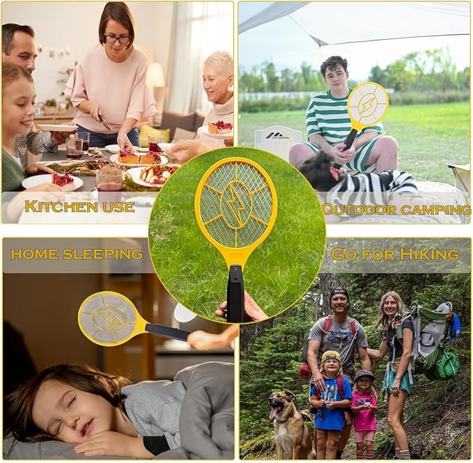 2 Pack Electric Fly Swatter, Handheld Bug Zapper Racket for Outdoor & Indoor, Mosquito Zapper Racket Battery Powered Tennis Mosquito Rackets for Insect