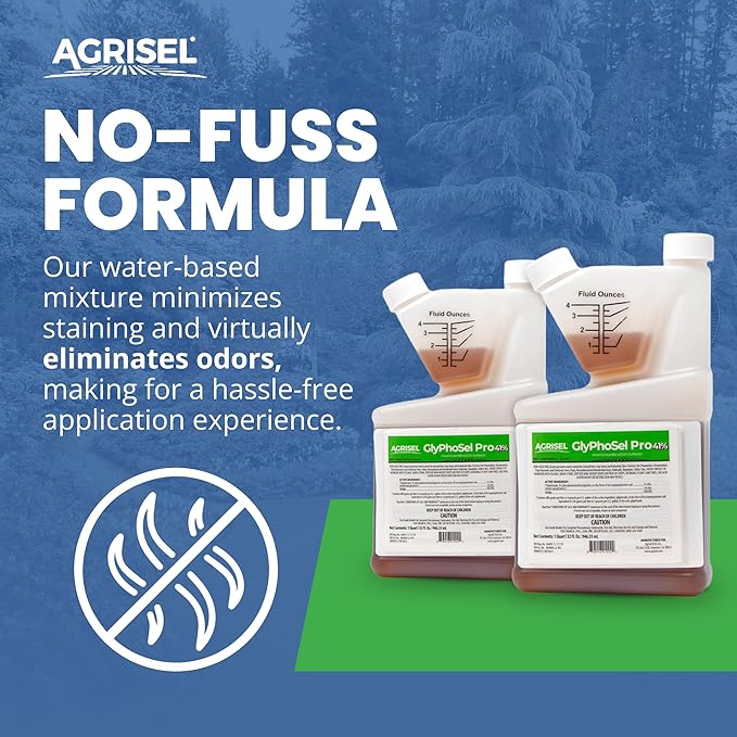 GlyPhoSel Pro Weed Killer, Tackles Hard-to-Kill Weeds, Low-Odor, Easy Mixing, Pet Safe, Includes 3-Pack of Agrisel Protective Gloves, 32 Ounces