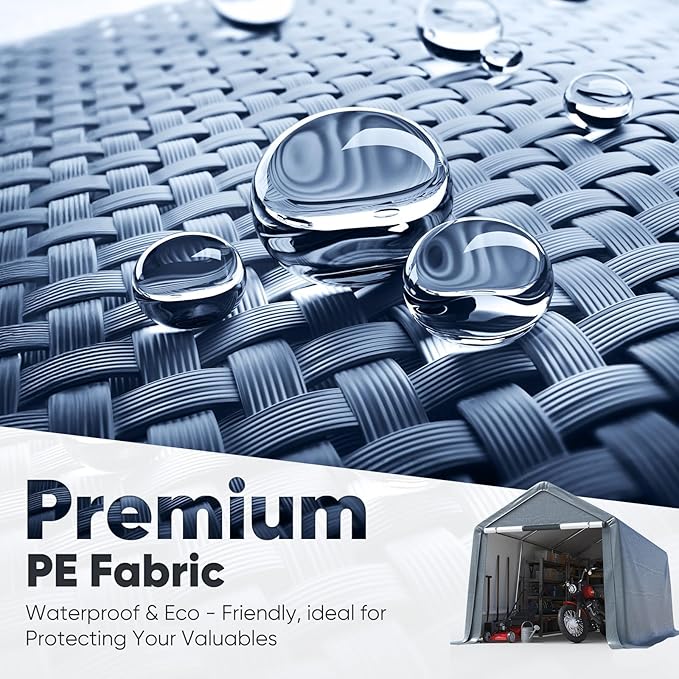 Quictent Heavy Duty 10x10FT Carport Shelter with Roll-Up Mesh Windows & Reinforced Frame, Portable Garage Canopy for Motorcycle Storage, Outdoor Equipment, Patio Furniture Cover - Dark Gray