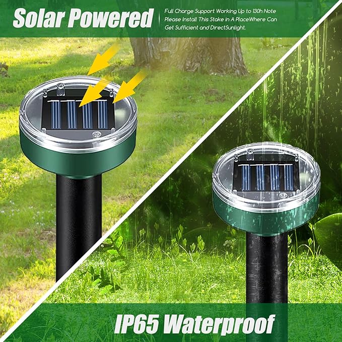 8Pack Mole Repellent Solar Powered Vole Repellent Outdoor Gopher Repellent Ultrasonic for Lawn Garden,Waterproof Sonic Mole Spikes,Get Rid of Moles Stakes Groundhog Chipmunk Repellent for Lawns2025