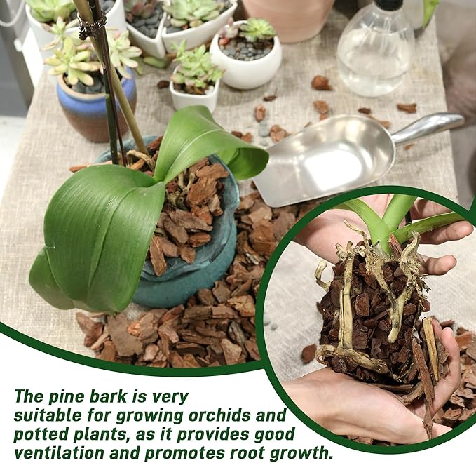 14 Quart Organic Orchid Bark for Potting-Natural Orchid Mulch for Potted Plants, Root Development of Orchid Plants and Garden Soil Amendment Mix