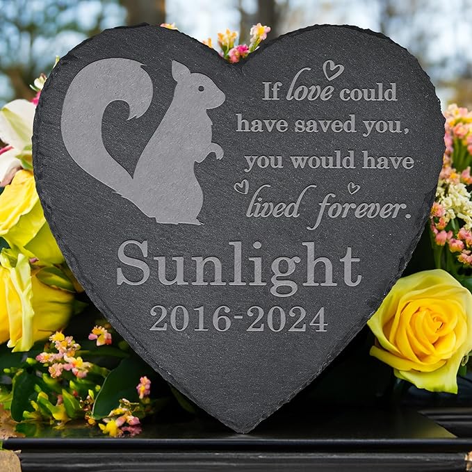 Squirrel Memorial Stone -Squirrel Memorial Gifts - Pet Loss Gift - Loss of Squirre - Heart