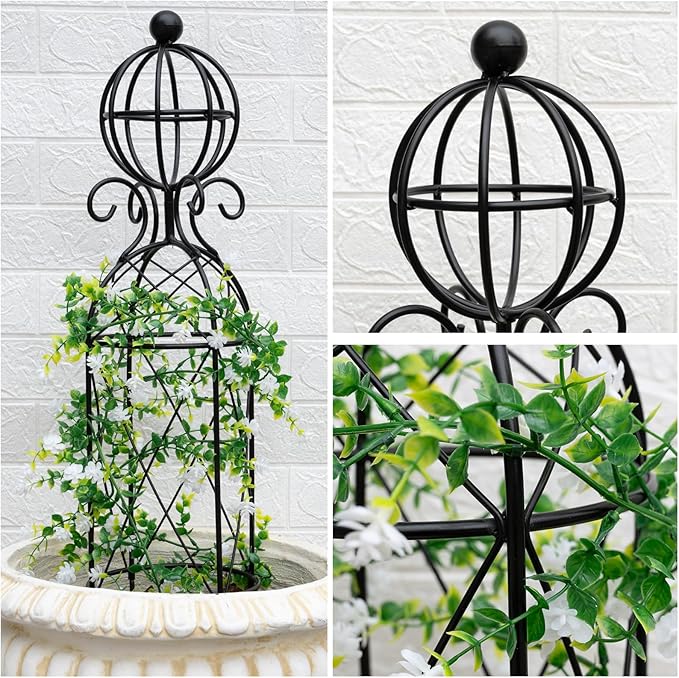 Garden Obelisk Trellis for Climbing Plants - 27.1" x 7.8" -Durable Metal Design, Rust-Proof, Ideal for Indoor & Outdoor Use, Perfect for Roses, Topiaries, and Garden Decor