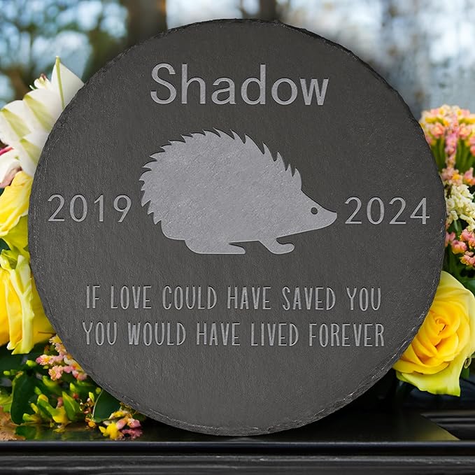 Hedgehog Memorial Stone Hedgehog Garden Statue - Hedgehog Memorial Gifts - Hedgehog Tombstone - Hedgehog Loss Gift - Loss of Pet Hedgehog - Round