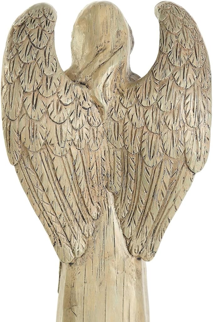 Garden Resin Angel Statue Holding with Bird, Patio and Lawn Decoration Outdoor Waterproof Sculpture Ornament for Angel Memorial Gifts Home Decoration, 10" H