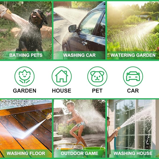 garden nozzle, high-pressure and heavy-duty metal nozzle, with 5 adjustable spray modes, high-pressure handheld sprayer, suitable for watering plants, cleaning houses, cars, and pets(2pcs)