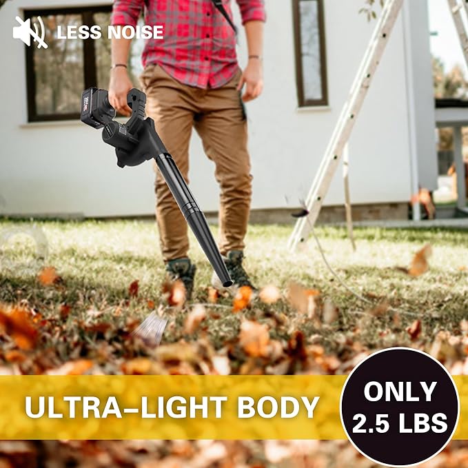 Leaf Blower Cordless, Mini Leaf Blower with Battery and Charger, Handheld Battery Powered Electric Leaf Blower, 2-in-1 Portable Blower &Vacuum for Lawn Care, Dust/Snow Blowing